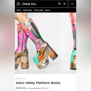 ISO SIZE 9 Dolls Kill Club Exx Astro Valley Platform Boots.